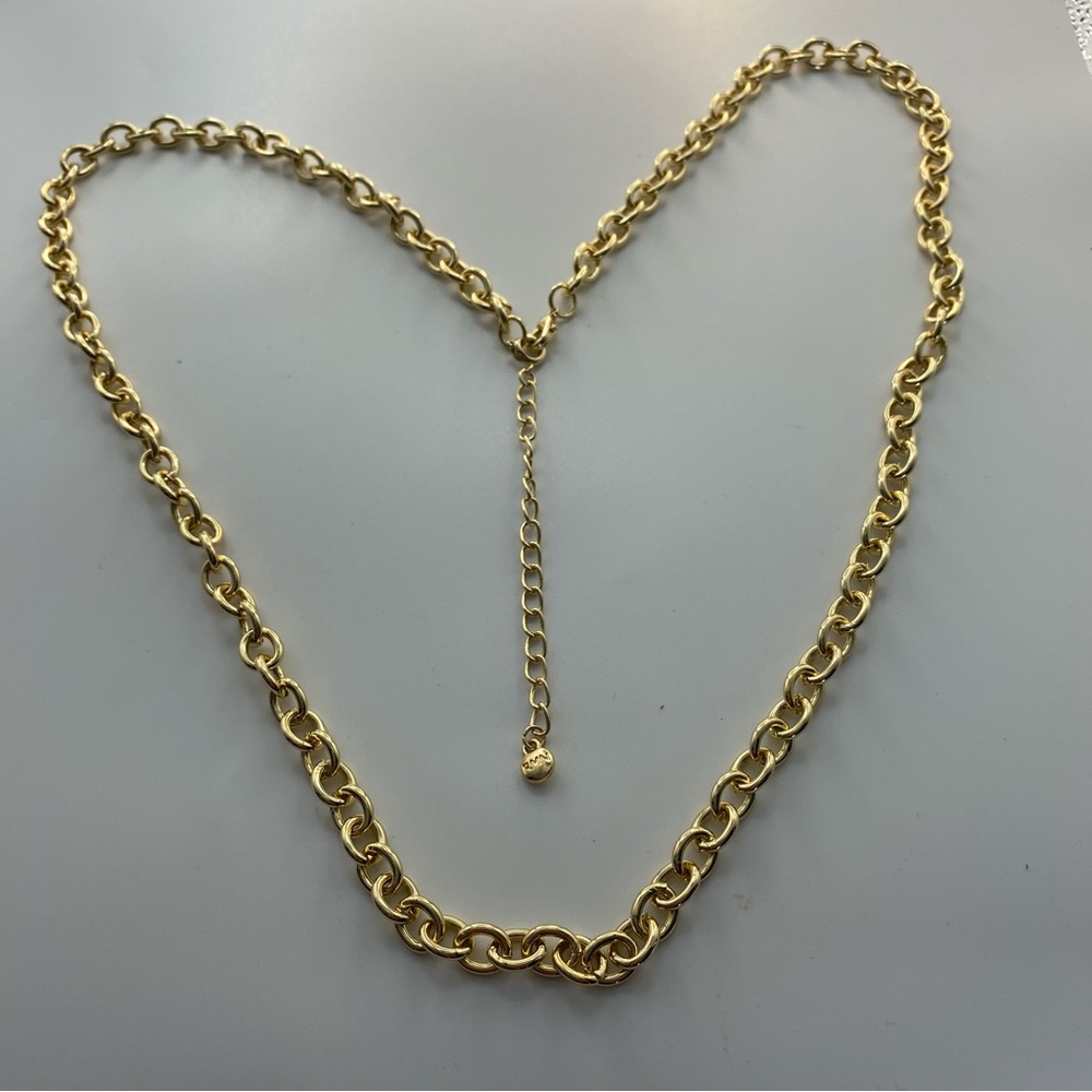 RMN Elegant Gold Tone Rololink Chain Necklace Lobster Clasp